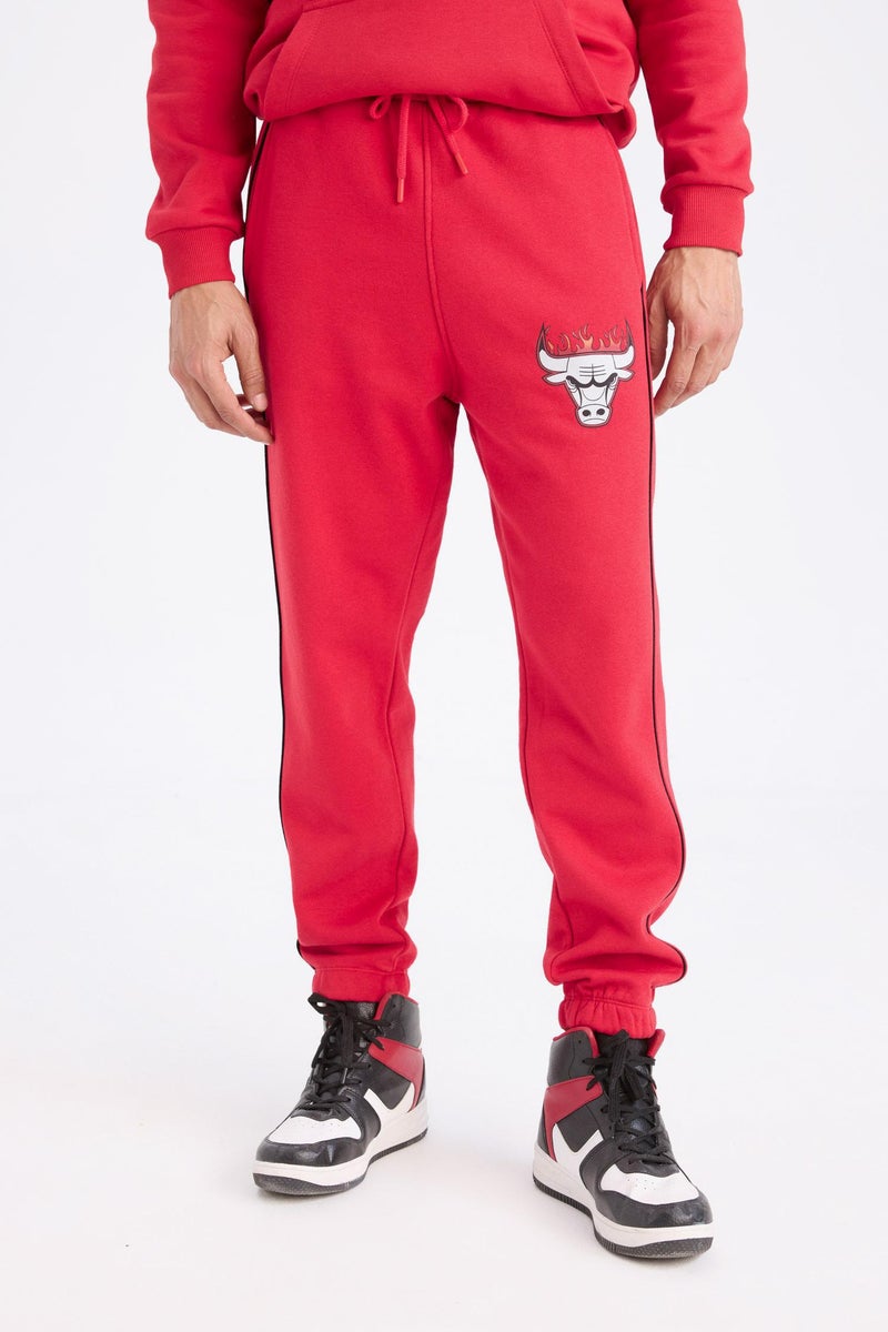 DeFacto Red Man DeFactoFit NBA Chicago Bulls Thick Jogger Sweatpants Casual - Image 5